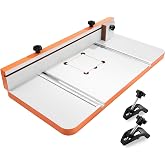 VEVOR Drill Press Table, 23.63 x 11.73 in, Worktable with an Adjustable Fence and Stop Block, Highly Compatible T-Slots, MDF Tabletop, Built-In Scale, Support Multiple Clamps Vises, for Drill Presses