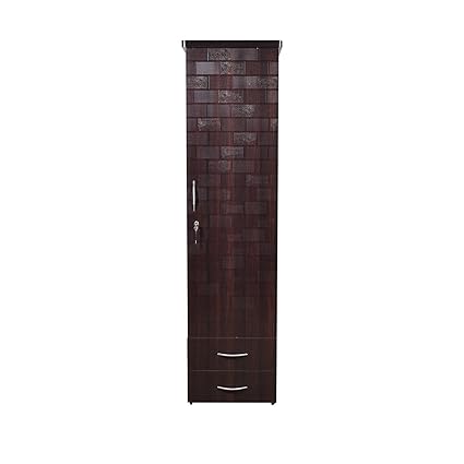Saverschoice Modern Brick Textured Single Door Wardrobe Brown