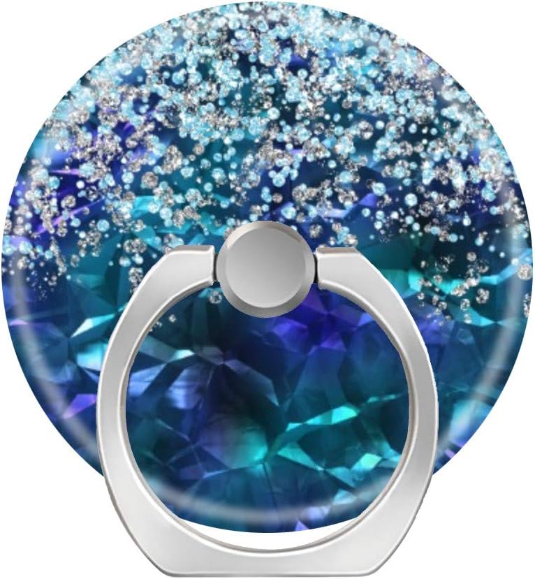 LoveStand-Cell Phone Ring Holder 360 Degree Finger Ring Stand for Smartphone Tablet and Car Mount-Blue and Teal Bling and Glitter