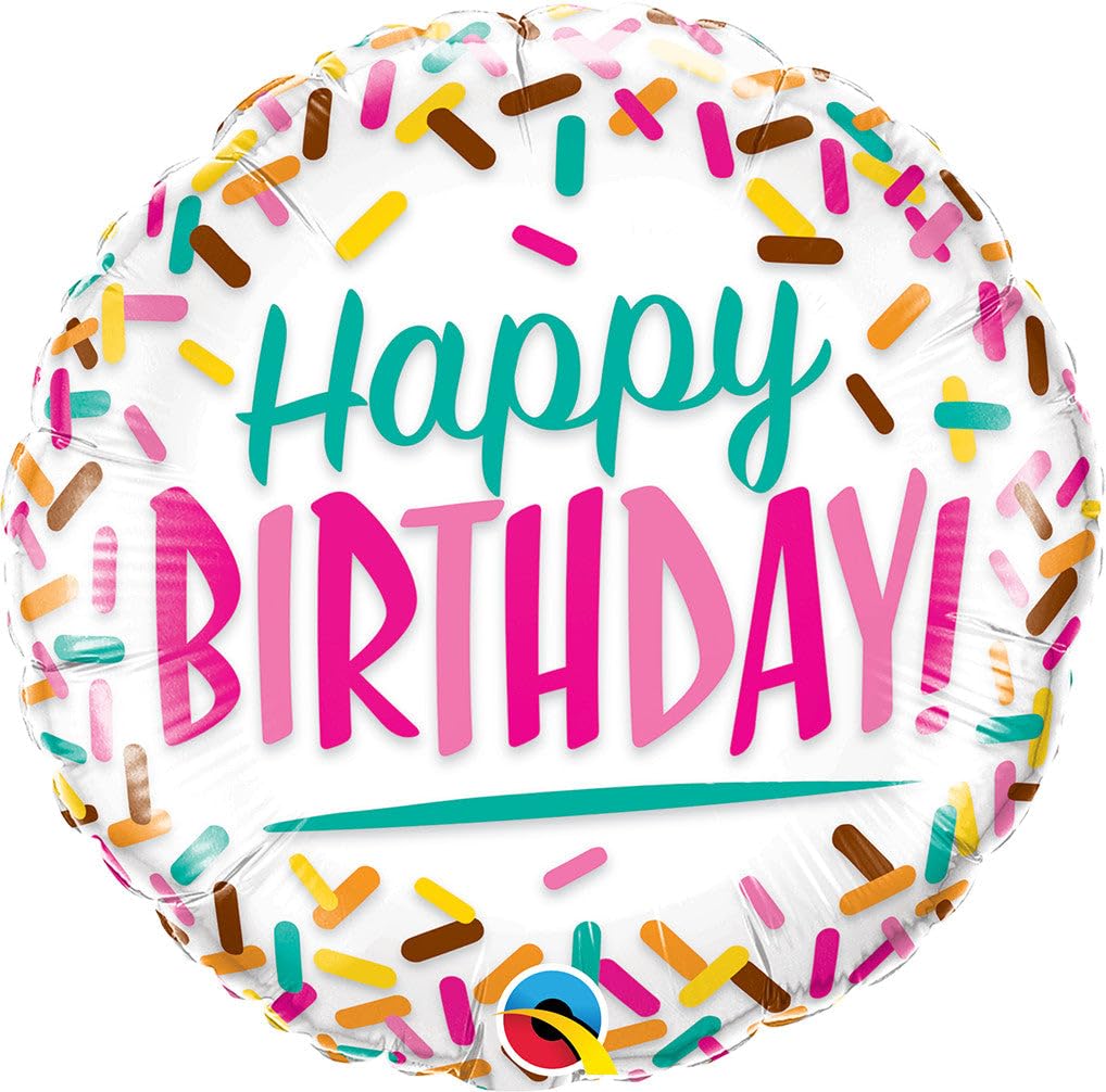 Qualatex 57265 Round Birthday Sprinkles Latex Balloon, 18-Inch
