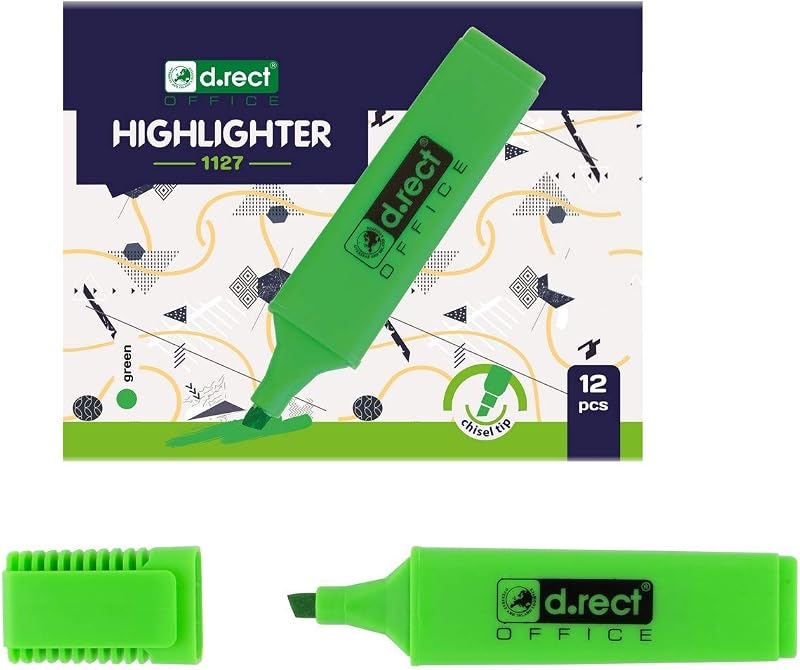 1127 - Evidenziatore con punta a scalpello, verde, 12 pezzi