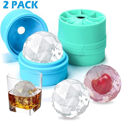 Round Ice Ball Spheres with Lid, Large 2inch Ice Balls