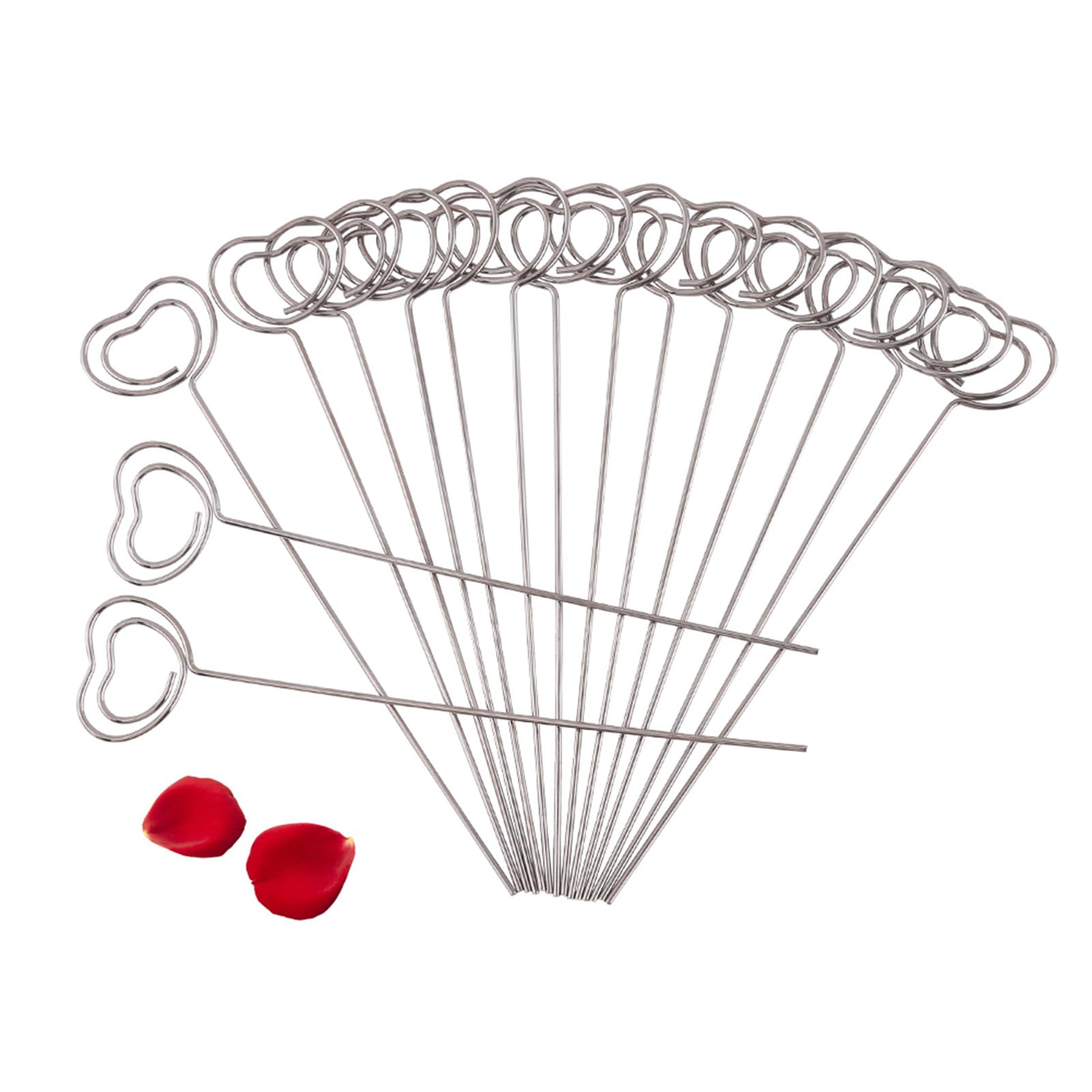 50pcs DIY Craft Wire Clip Table Card Holders Loop Craft Wire Clip Table Card Silver DIY Craft Metal Round Wires Photo Card Picture Memo Paper Note Display Clip Holders(Love Section)