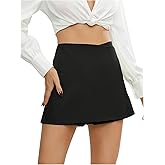 Floerns Women's High Waist Elegant Solid Zipper Fly Business Office Skort Shorts