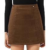 Ababalaya Mini Faux Suede Skirt for Women High Waist Bodycon Pencil Mini Skirts