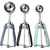 SUNNORN Cookie Scoop set, Size #60/ #40/ #20, Cookie Dough Scoop, 3 Pack Cookie Scoops for Baking, Non-Slip Grip, Blue/Black/