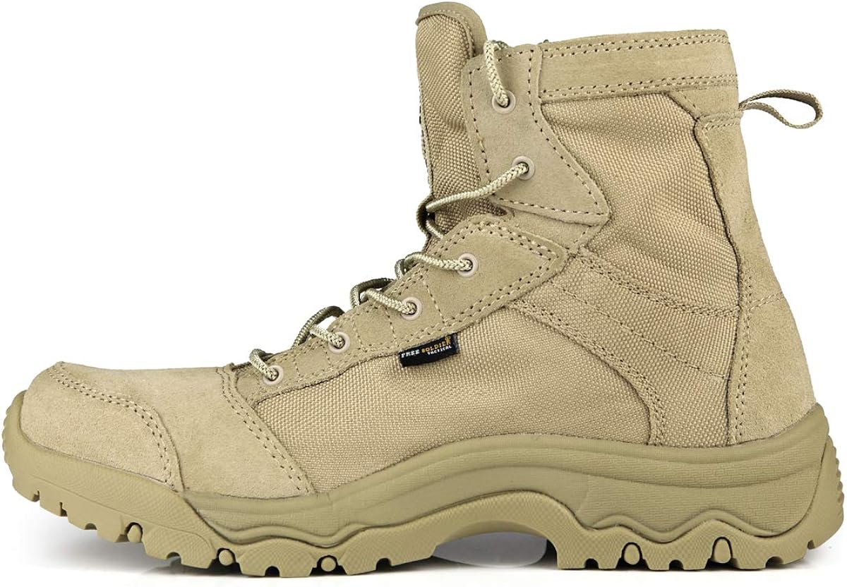 FREE SOLDIER Men's Work Boots 6 inch Lightweight Breathable Military Tactical Desert Boots for Hiking: Sports & Outdoors