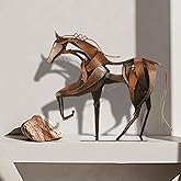 SunBlogs Art Metal Horse Statue Decor, Handmade Strong Modern Horse Sculpture Handicraft, Rustic Metal Statue Decorations Gif