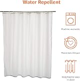 Amazon Basics Shower Curtain with Hooks 180 x 180 cm White Mould Resistant view 2