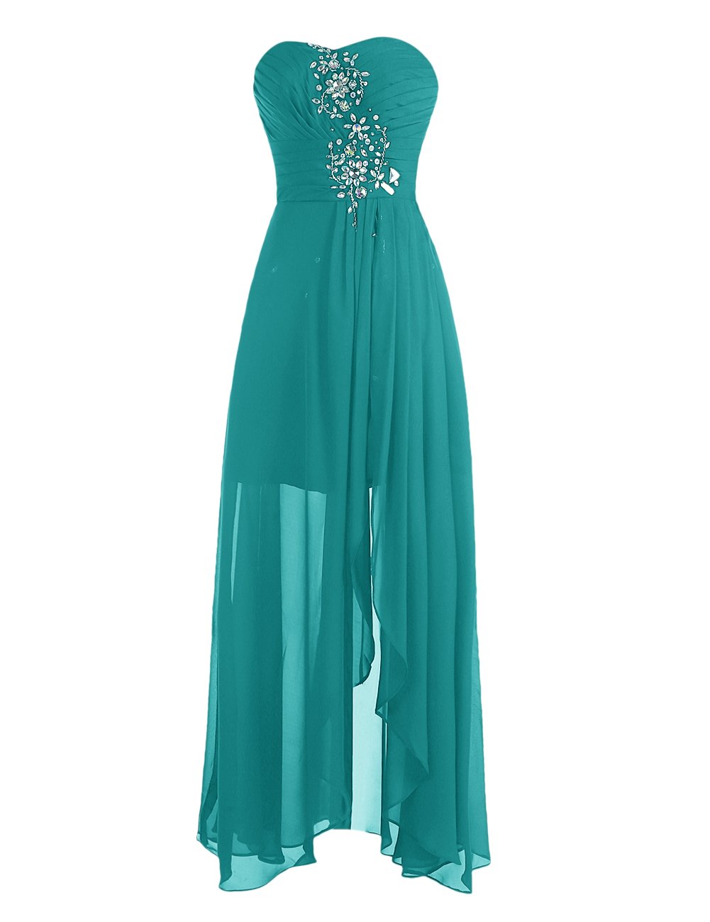 Wedtrend Women's Pleats Prom Dress Split Long Evening Dress with Beads WT11027 Peacock Blue 26W