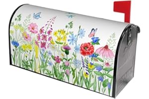 Sweetshow Spring Flowers Mailbox Cover Watercolor Butterfly and Flowers Magnetic Mailbox Covers Summer Floral Large Post Letter Box Covers Garden Yard Home Decor for Outside 25.5 x 21 Inchs