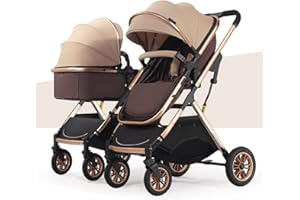 Double Stroller for Toddlers Side by Side,Two-Way Baby Stroller Twins Pushchair-Detachable,High Landscape Seat and Adjustable