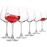 UMEIED 20 Ounce Burgundy Wine Glasses, Long Stemmed Premium Wine Glasses Set of 6, Crystal-clear