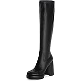 Modatope Platform Knee High Boots for Women Chunky Heel Rounded Toe Womens Knee High Boots Side Zipper Tall Boots