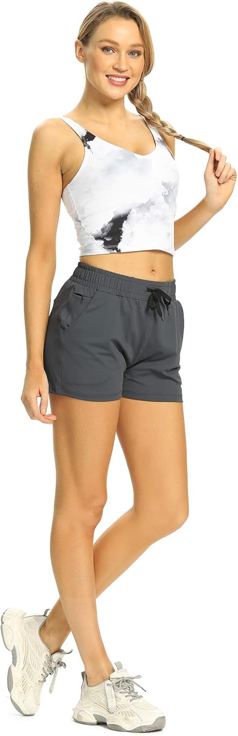 Mesily Women's Workout Hiking Shorts Elastic Waist Workout Travel Active Shorts: Clothing