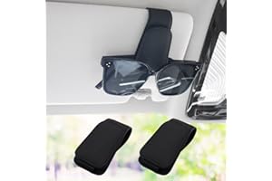 SUNCARACCL 2 PCS Sunglass Holder for Car Visor, Magnetic Leather Eyeglass Hanger Clip for Car, Suitable for Different Size Eyeglasses, Car Visor Accessories (Black)