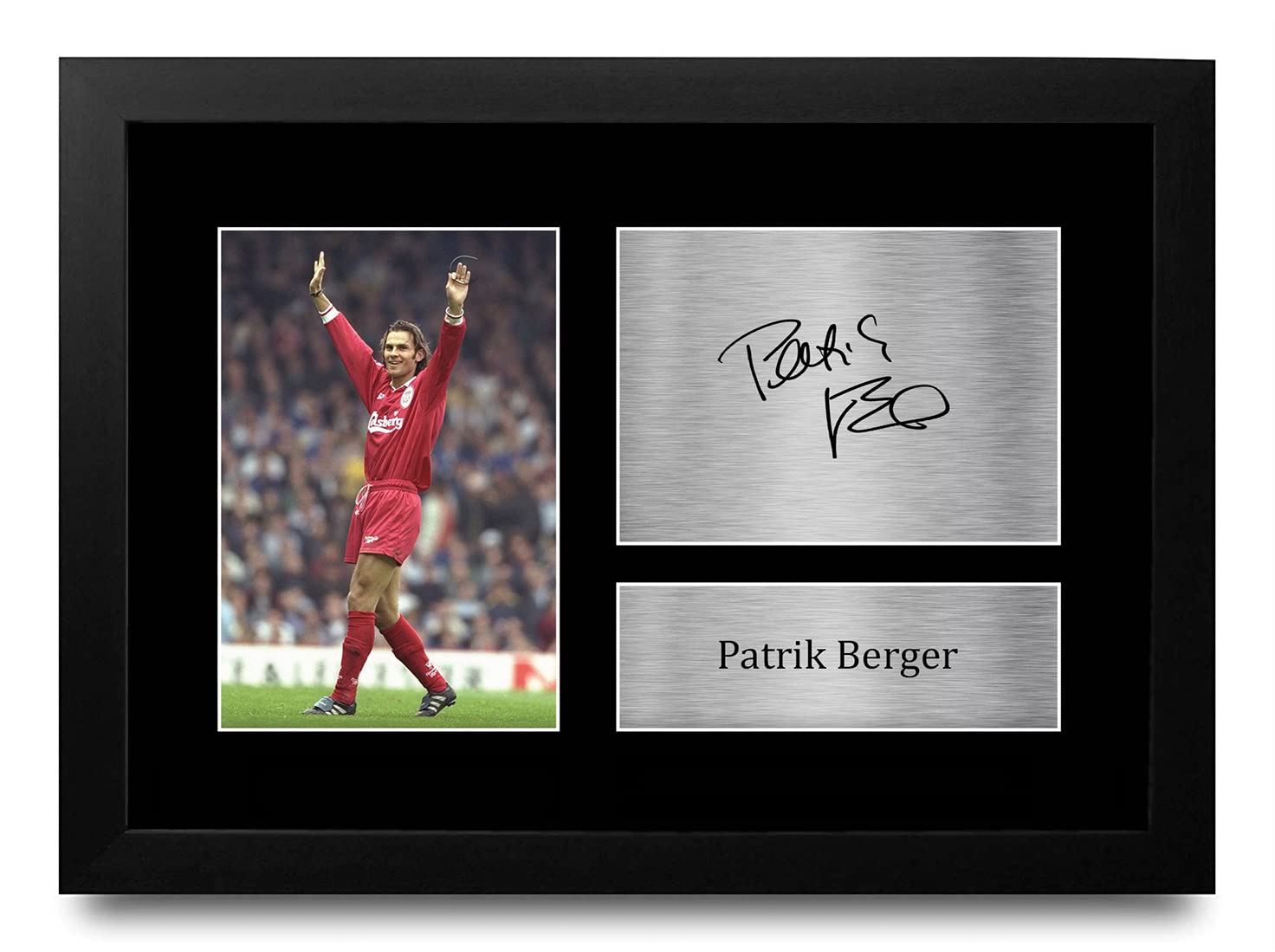 HWC Trading FR A4 Patrik Berger Liverpool Gifts Printed Signed Autograph Picture for Football Fans and Supporters - A4 Framed