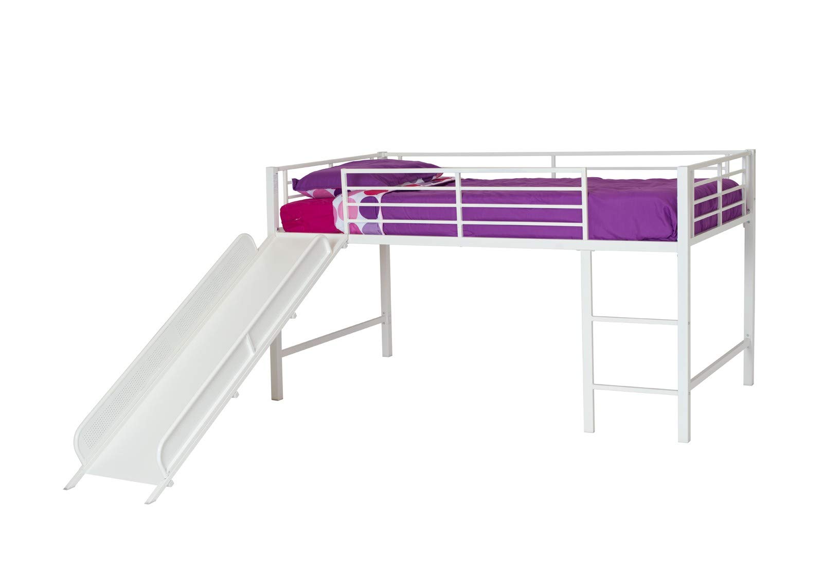 DHP Junior Twin Metal Loft Bed with Slide, Multifunctional Design