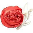 Jackcsale Boutonniere Bridegroom Groom Men's Boutonniere Boutineer with Pin for Wedding, Prom, Homecoming Red Pack of 2