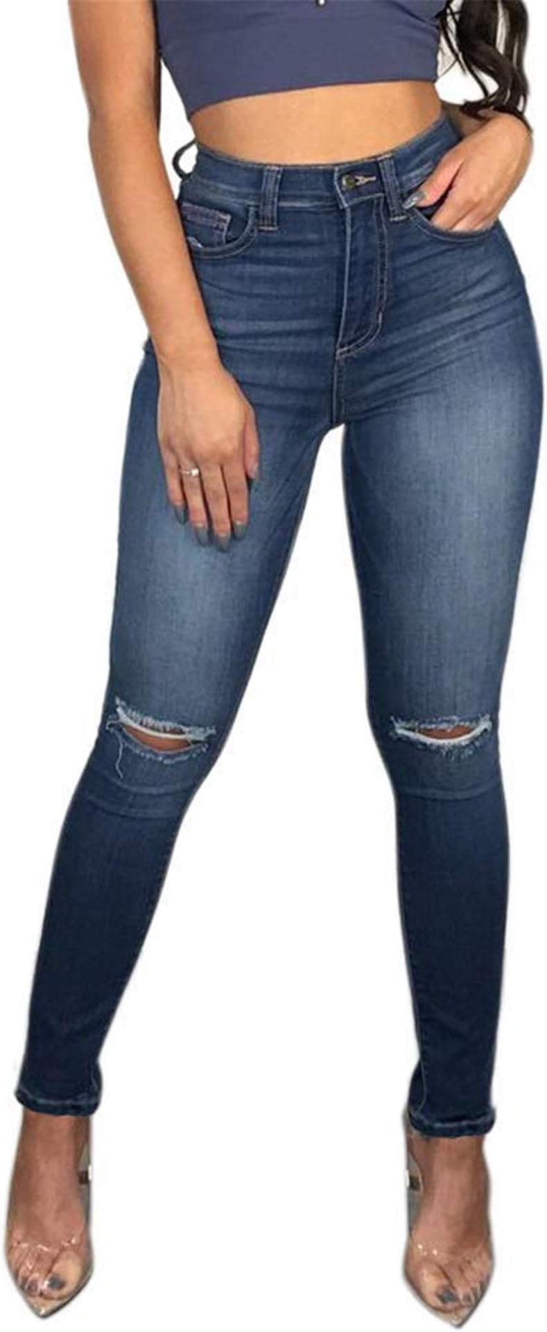 Women's High Waist Plus Size Jeans Butt Lift Stretch Pull-On Skinny Denim Jegging