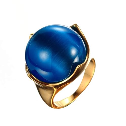 Amody Vintage Rock Siegelring aus Edelstahl Polierter Goldring mit Katzenaugenstein Gothic Herrenring