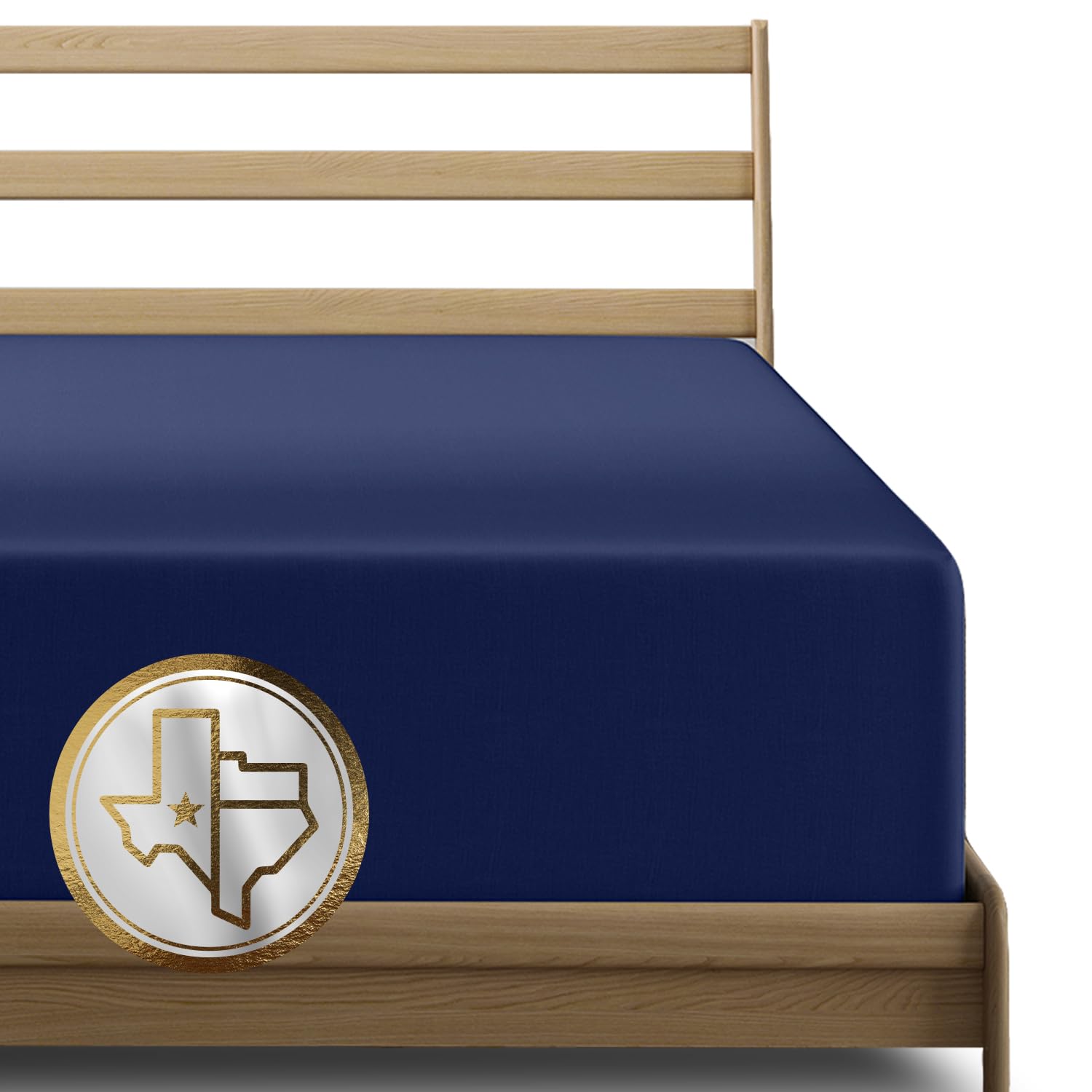 Photo 1 of Texas Linen Co. Luxury Egyptian Cotton California King Fitted Sheet Only - 1000 Thread Count Cal King Deep Pocket Fitted Sheet, Soft Sateen Weave Bottom Sheet - Fits Upto 18" Deep Mattress - Navy Blue