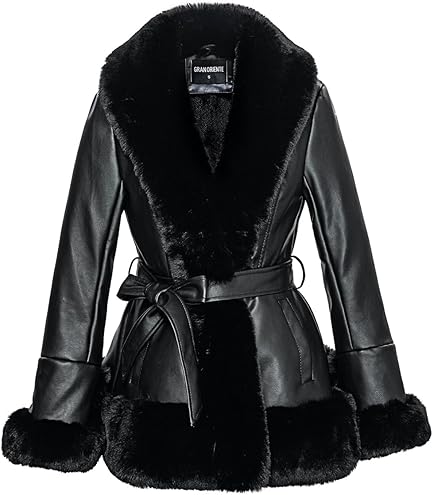 ジャケット・アウター efu VINTAGE FAUX LEATHER COAT Aelfric Eden Womens Leather Jacket Zipper Fashion Vintage Furry