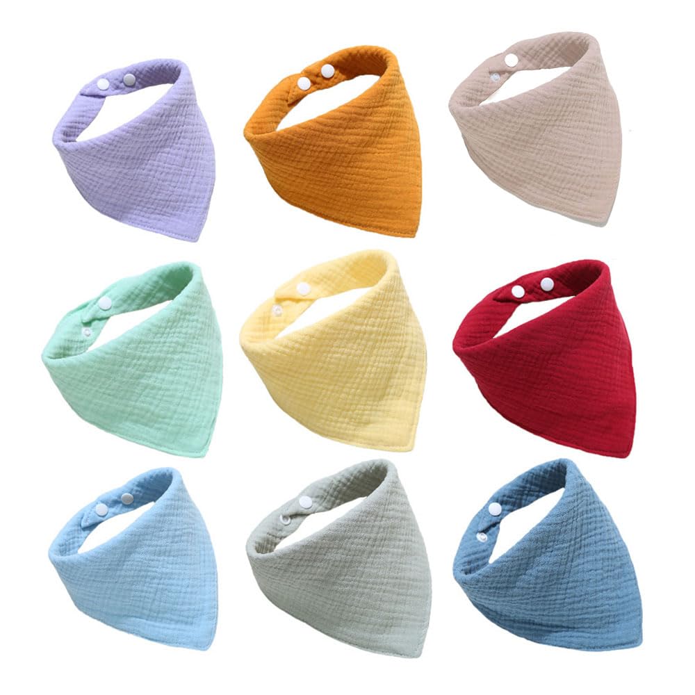 Oaygat 9 Pack Baby Dribble Bibs Baby Bandana Bibs Soft Babys Bandana Dribble Bib Babys Bandanas Drool Bib with Adjustable Snaps Babyy Feeding Bib for 0-36 Months Newborns Infants
