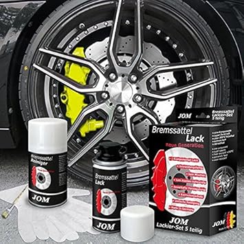 Carparts-Online 29757 Jom Bremssattel Lack über 300 Grad hitzefest mit Reiniger Set 5 teilig Gelb