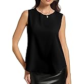 LUIGRAD Womens Chiffon Tank Tops Crewneck Sleeveless Blouses Summer Tops Work Shirt