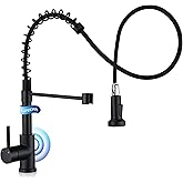 LUFEIDRA Touchless Kitchen Faucet with Pull Down Sprayer-Black Kitchen Faucet with Side Motion Sensor, Smart Hands-Free Spring Kitchen Sink Faucet for Modern Rv Outdoor Laundry Bar Sink, Matte Black
