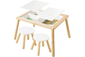 Asweets Sensory Table for Toddlers, Indoor Table with Storage Bins, Kids Play Activity Desk with 3 White Bins & 2 Chairs for Boys Girls Gift, 29''L x 20''W x 21''H