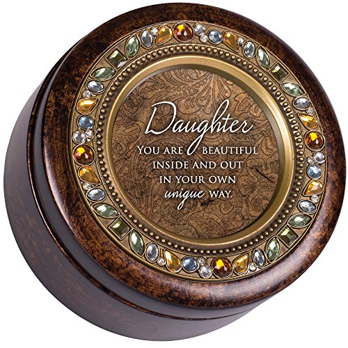 Cottage Garden Daughter Beautiful Amber Earth Tone Jeweled Music Box Plays Wind Beneath My Wings