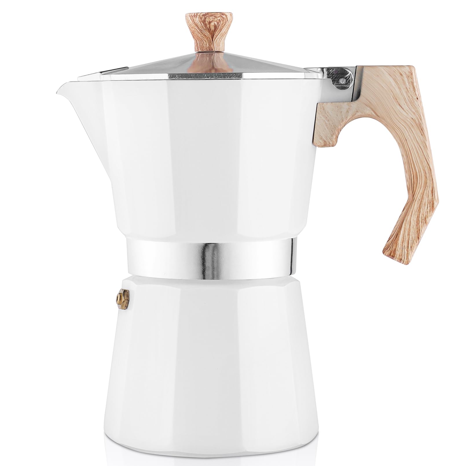 wedrink Moka pot Coffee Makers 6 Cups,Aluminum Stovetop Espresso Maker Coffee Percolator Moka Pot Caffettiera 300ml(White)
