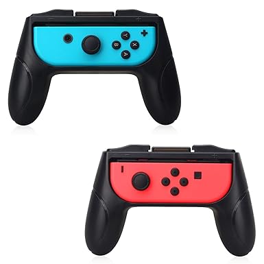 LetiStore Nintendo Switch Joy Griff Halterung - Joycon Grip Case - Joy-Con Controller Gamepad Halter - 2er Set Schwarz - Nint