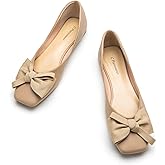C.Paravano Flats for Women | Square Toe Shoes | Ballet Flats | Dressy Women Shoes(Size 7.5,Beige-T)