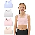 Sascina Girls Soft Training Bras 7-12 Seamless First Bra Girls Sports Bras Longline Crop - No Pads, Chest Double Lined