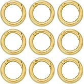 SUNNYCLUE 1 Box 12Pcs Real 18K Gold Plated Spring O Rings Round Snap Hook Carabiner Brass 20mm Circle Trigger Gate Ring Keyring Buckle Clasps for Purse Jewelry Bags Lanyard Keychain Supplies DIY Craft