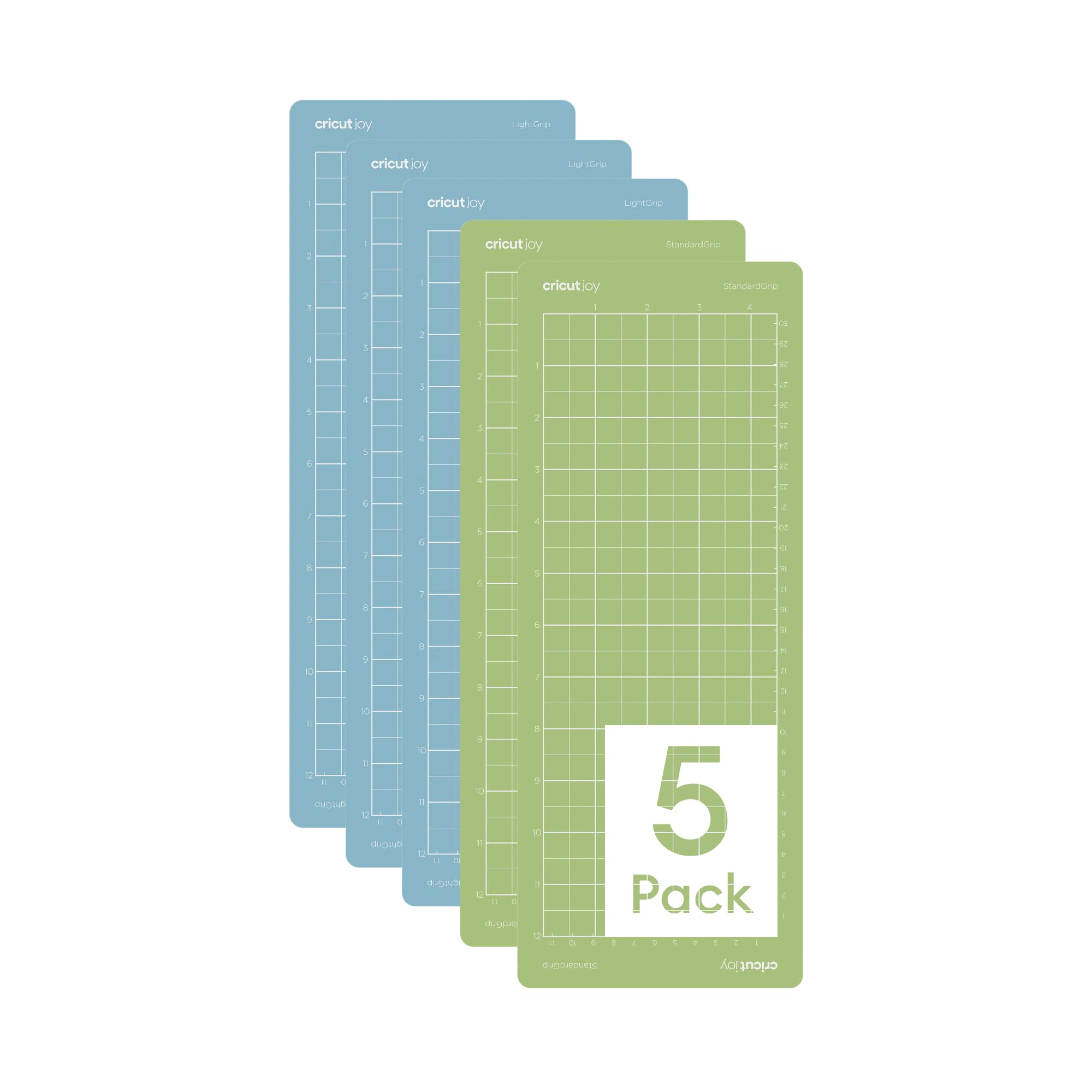 Photo 1 of Cricut Cutting Mat Variety Pack (5 count, 4.5in x 12in) - for Joy Machine - Includes 2 StandardGrip & 3 LightGrip Mats