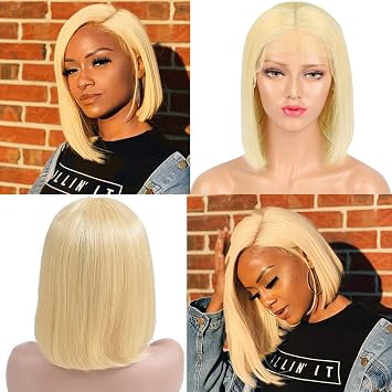 Amazon Com Youfa Blonde 613 Short Bob Wig 13 4 Lace Frontal Wigs