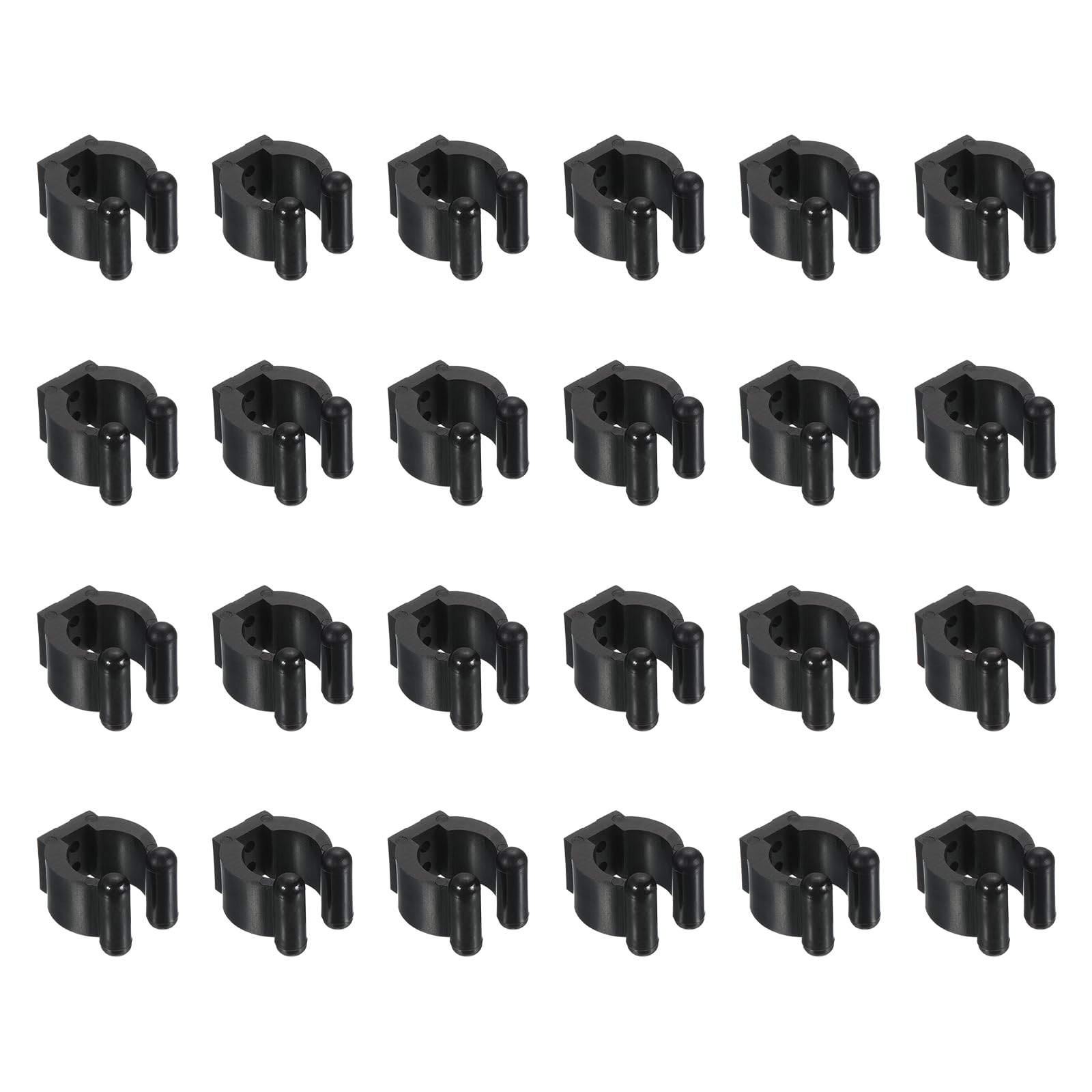 PATIKIL 17mm Dia Billiards Cue Locating Clip Holder, 24 Pack Plastic Snooker Clip for Fishing Rod Pool Cue Rack Storage, Black
