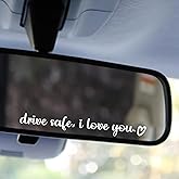 Shimmeroo Drive Safe I Love You Sticker, 5 Pack White I Love You Drive Safe Mirror Stickers for Rearview Mirror & Windshield, Reusable Funny Car Decals for Couples & Family