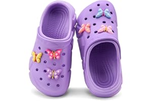HOEASE Cute Butterfly-Themed Lightweight Girls' Clogs, Platform Soft Sole Closed Toe EVA Home Garden Clog Shoes, Two-Way Wear Breathable Beach Clogs, Trendy Non-Slip Slip-On Sandals for Outdoor Indoor