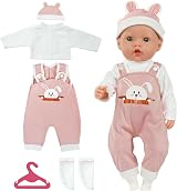 Aolso 14-18 Inch Baby Doll Clothes Hooded Overalls Set with Coat Hanger