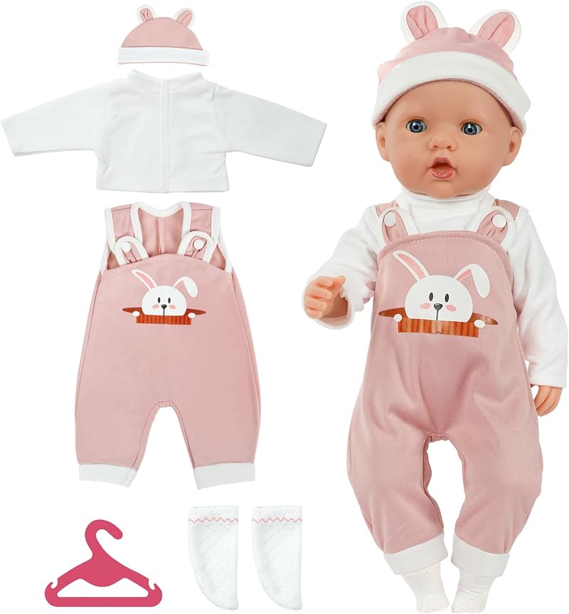 Aolso 14-18 Inch Baby Doll Clothes Hooded Overalls Set with Coat Hanger