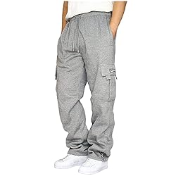 Men's Cargo Sweatpants Casual Fleece Joggers Loose