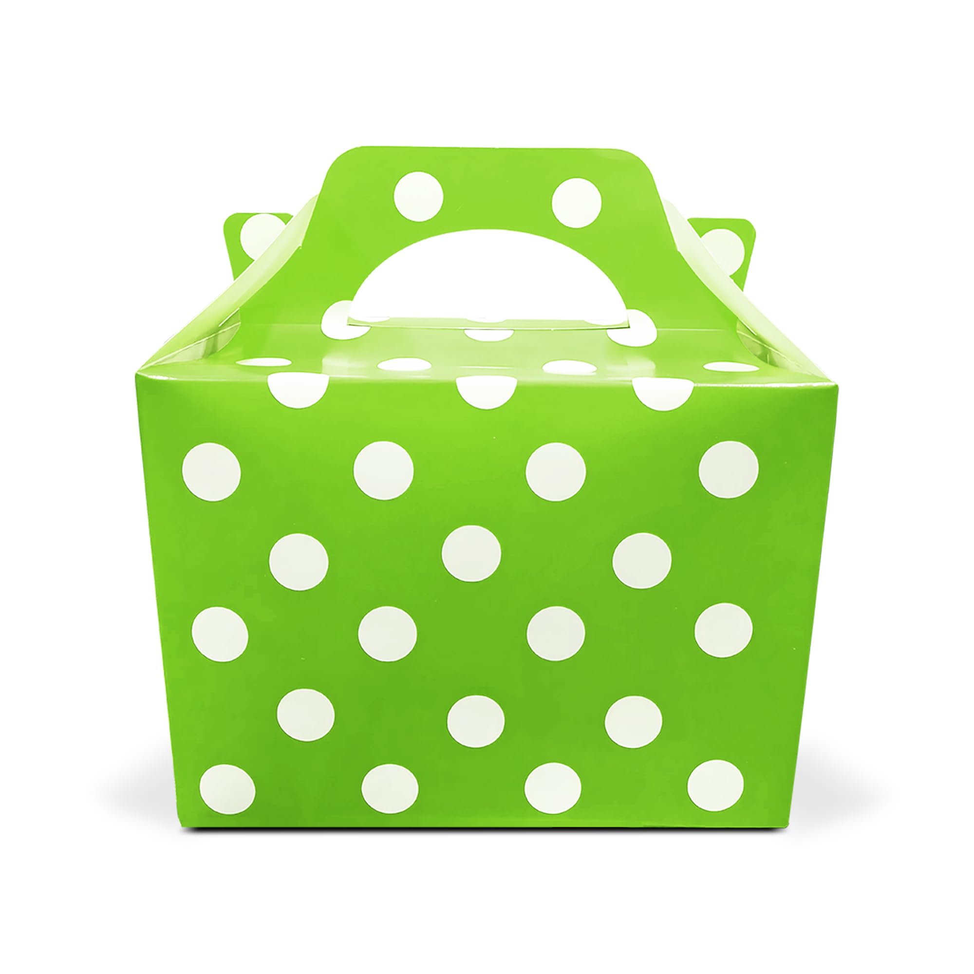 Lotus 50 x Polka Dots Spotty Design Children/Kids Party Boxes Carry Food Meal Fun Picnic Birthday Wedding Favour/Baby Shower Party Halloween Trick or Treat Box Loot Bag (Neon Green)