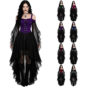NUOLALDH Women Witch Dress Halloween Costumes Vampire Woman Renaissance Medieval Butterfly Sleeve Mesh Gothic Dresses 2026