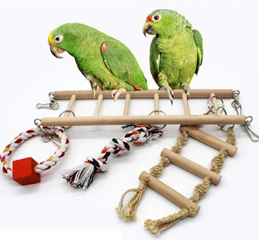 Set 5 Posatoi Per Uccelli In Legno Di Vite, Con Viti Per Gabbia – Per Parrocchetti, Calopsitte E Canarini, Ricco Di Stimoli