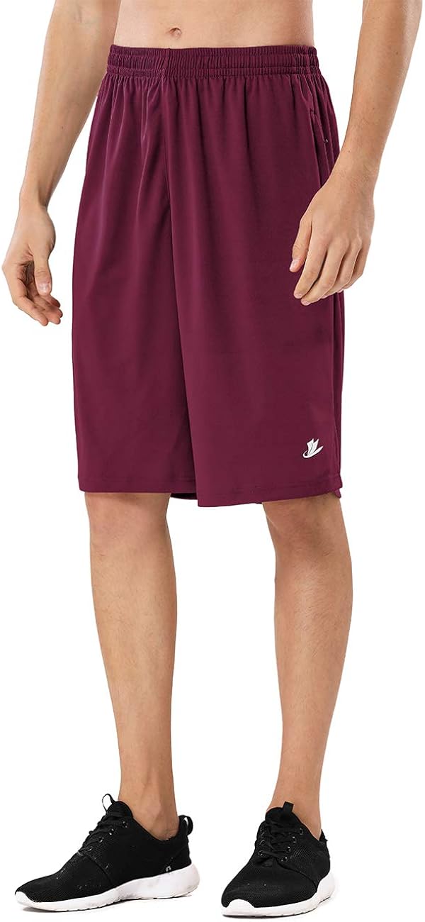 DEVOROPA Men's Athletic Basketball Shorts Loose-Fit Performance Sports Workout Shorts Zipper Pockets: Clothing